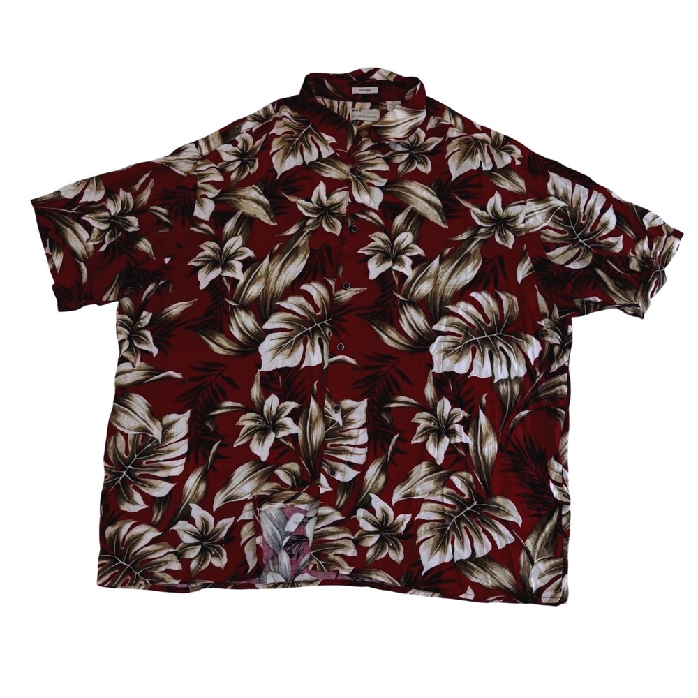 Natural Issue Mens XXL Silky Touch‎ Tropical Floral Monstera Rayon Button Shirt